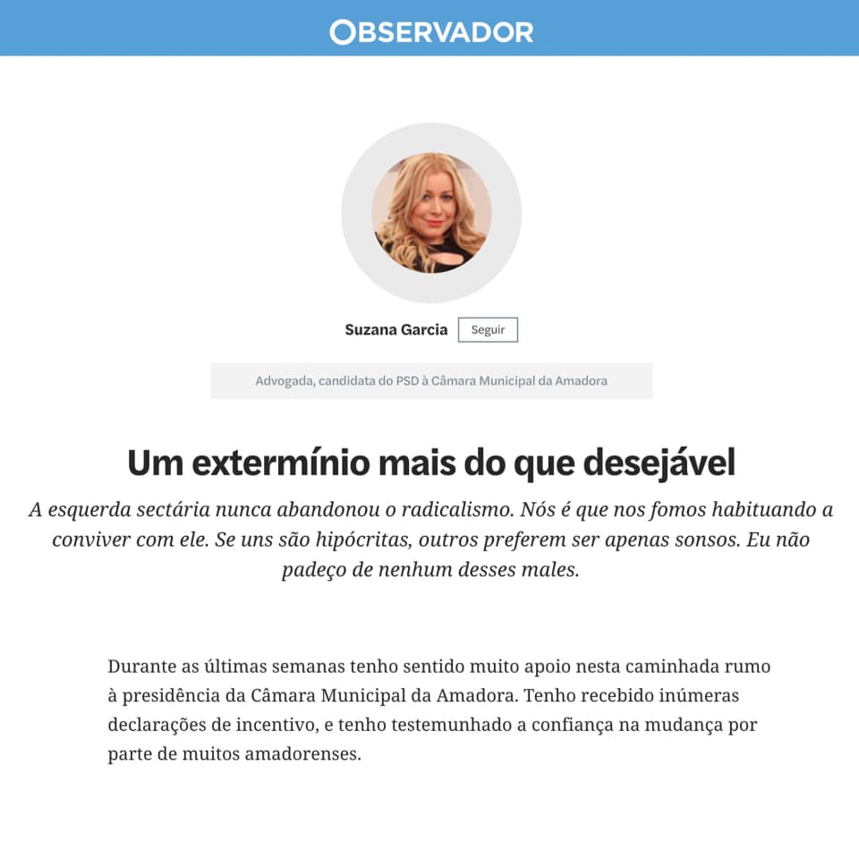 2021-05-06 - "Um extermínio mais do que desejável" (Artigo de Opinião no Observador)